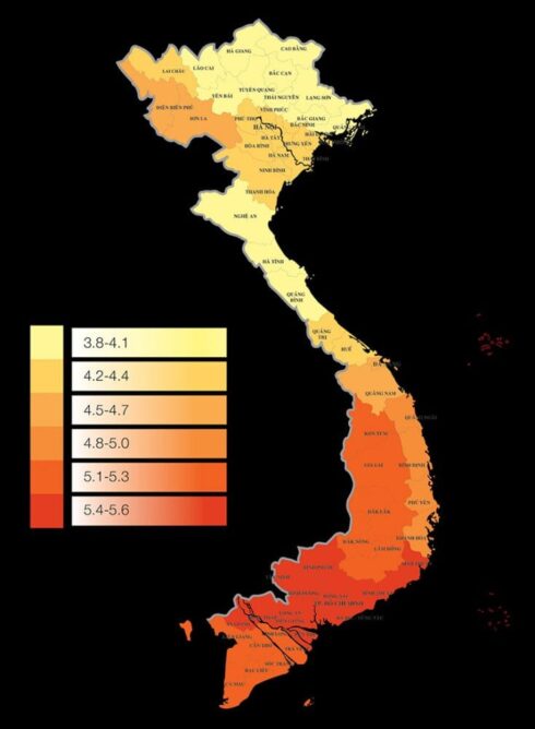 bản đồ bức xạ tại việt nam