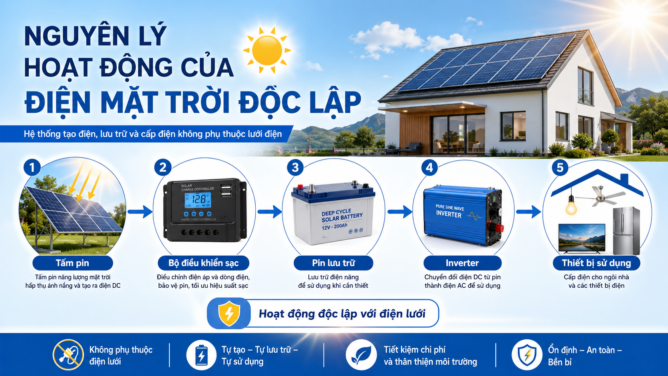 nguyên lý hoạt động điện mặt trời độc lập